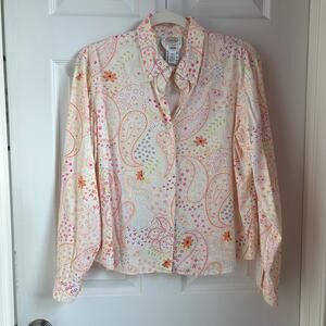 Talbots Women’s Y2K whimsical patterned button down